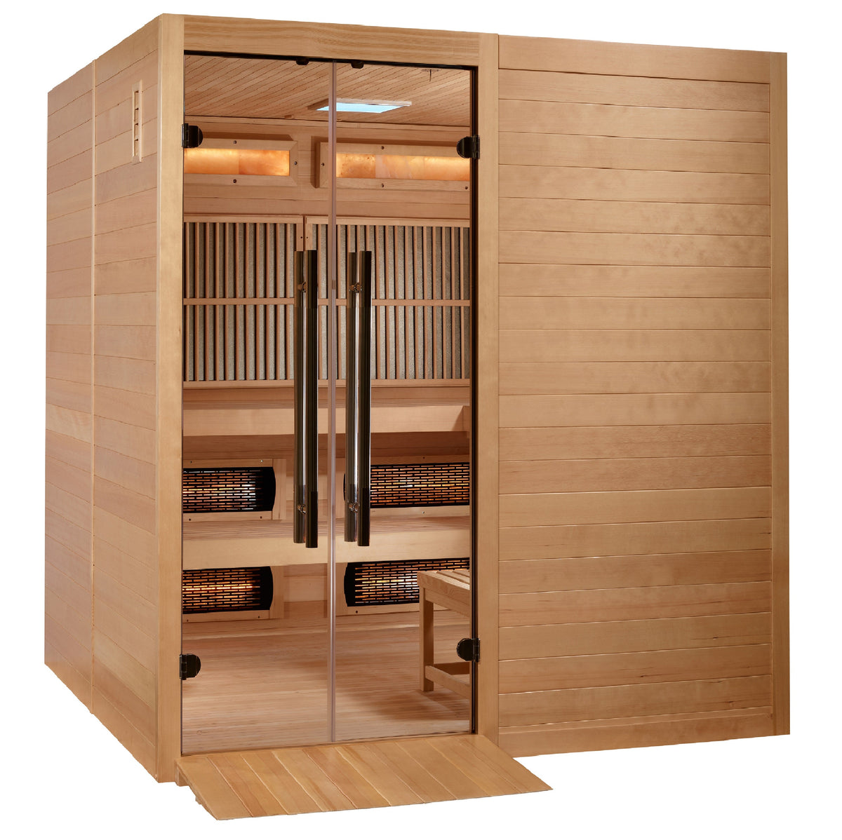 Golden Designs Toledo 6-Person Indoor Hybrid Sauna — Front view with door open