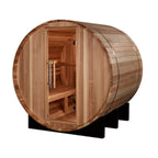 Golden Designs St. Moritz 2-Person Cedar Barrel Sauna — Front angled view